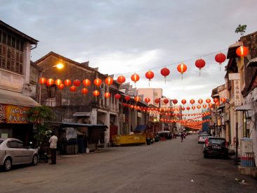 Street in george Town in the evening