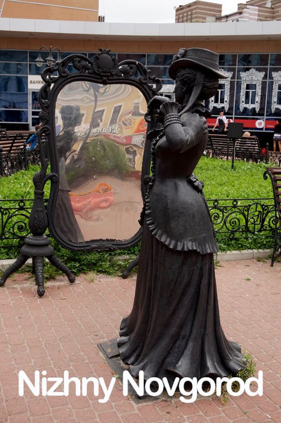 Woman looking at a mirror