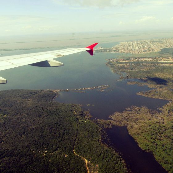 Flying over the Amazon river