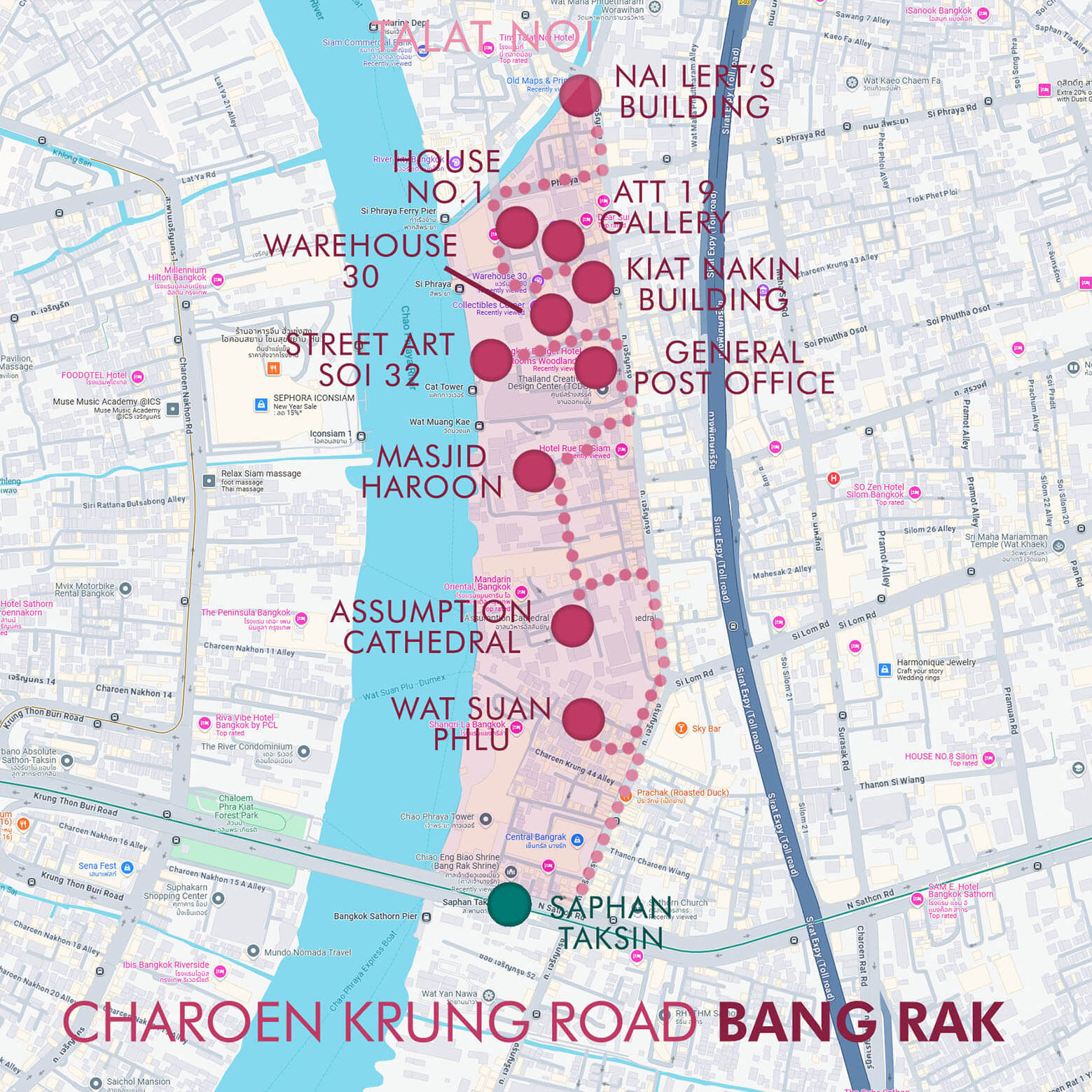 Charoen Krung in Bang Rak Map