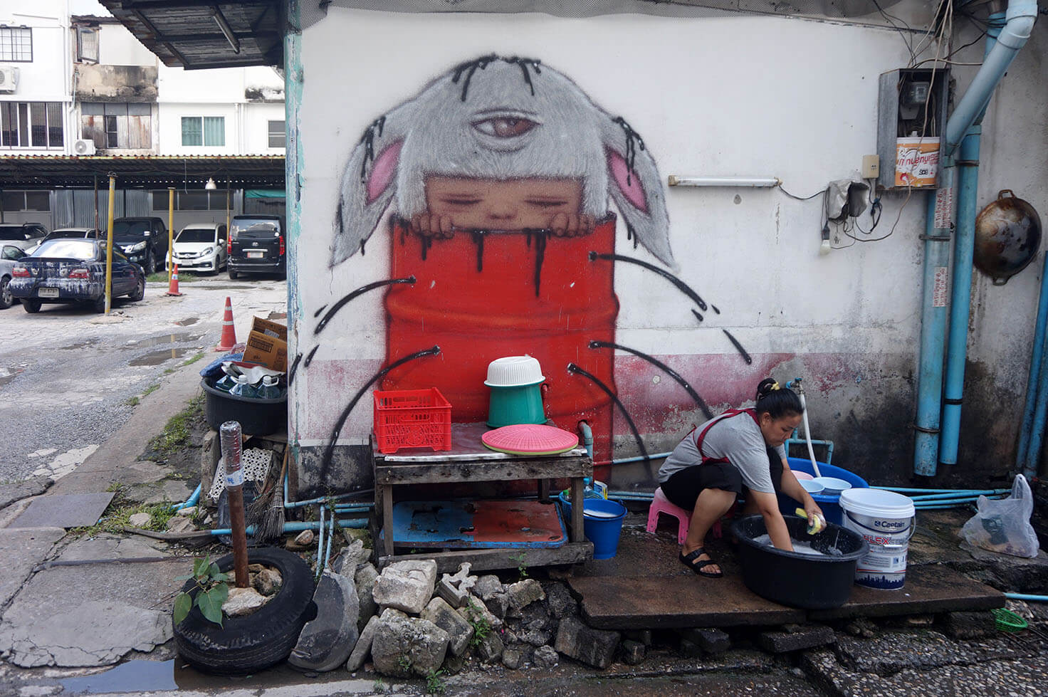 Alex face graffiti in Bang Rak