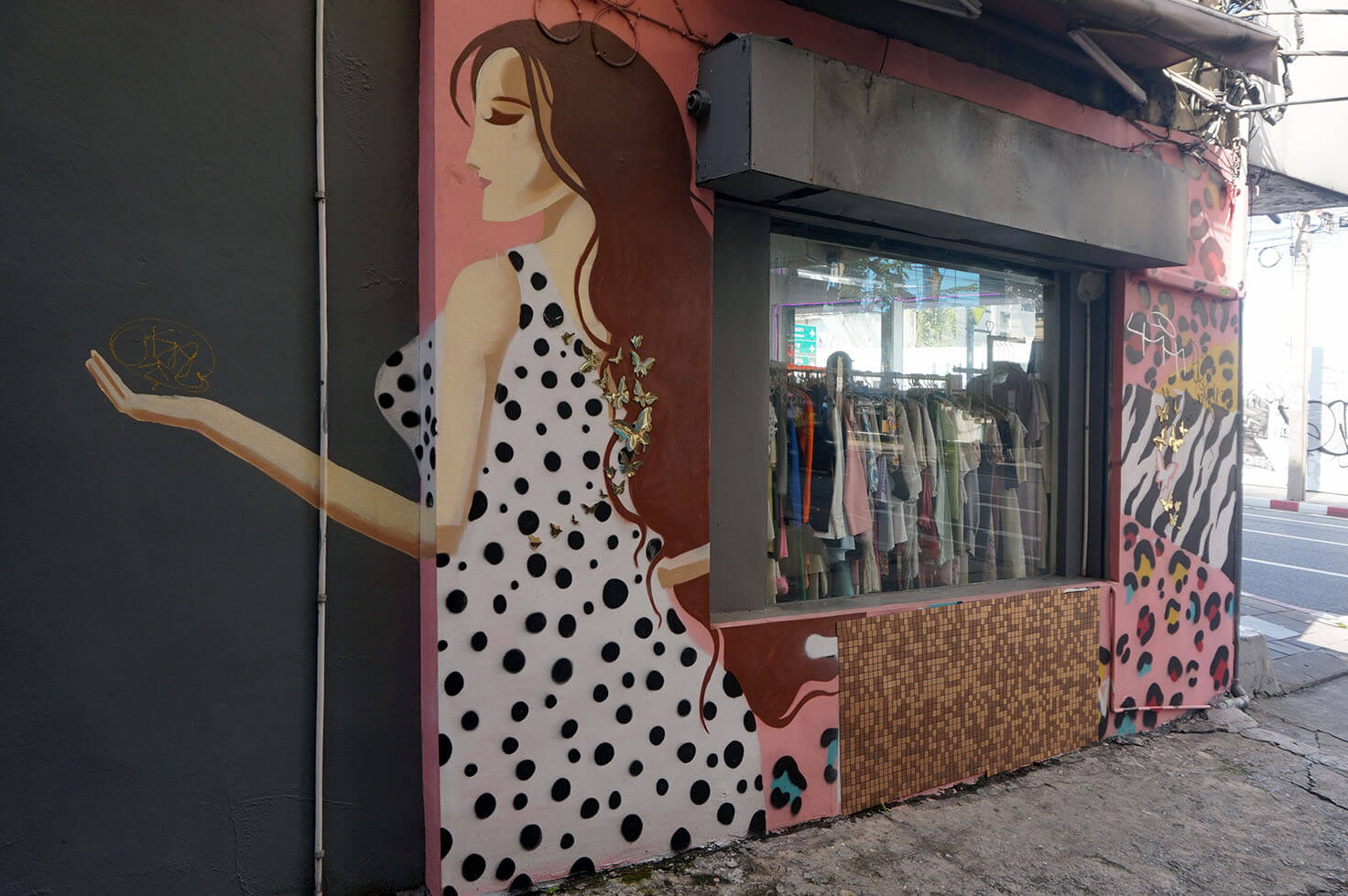 Thrift store street art in Bangkok